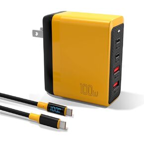 100W USB-C Charger - MacBook Pro Charger 4-Port USB C Laptop Charger GaN Charger, Compatible with MacBook Pro M3/Air, ThinkPad, Dell XPS, iPad Pro, iPhone 15, Galaxy S24