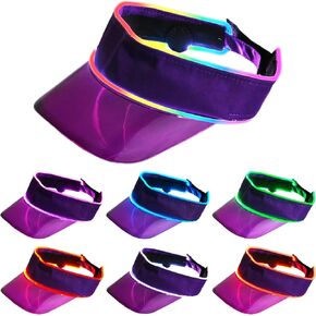 LED Neon Visor Hat Sport Cap - Rechargebale Light Up Rave Hat Festival Accessory Adjustable Retro Sun Visor for Women and Men