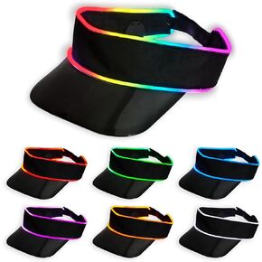 LED Neon Visor Hat Sport Cap - Rechargebale Light Up Rave Hat Festival Accessory Adjustable Retro Sun Visor for Women and Men in Kuwait