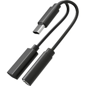 USB Type C to 3.5 mm Headphone Jack Adapter, 2-in-1 USB C PD 3.0 Charging Port to Aux Audio Jack and Dongle Cable Cord Compatible with Smartphones (Black)
