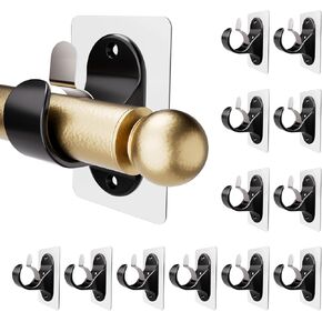 8 PCS Transparent Curtain Rod Bracket, No Drilling Adhesive Curtain Rod Holders for Max 1.3in Rods, 18lbs Load Capacity Hangers for Bathroom, Living Room, Kitchen