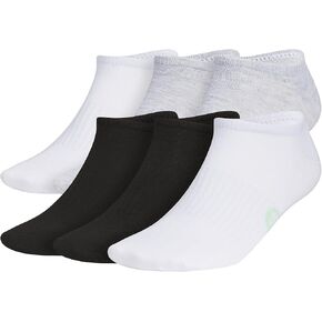 adidas Men's Superlite Classic No Show Socks Low-Profile fit, Arch-Compression and Lightweight Breathable Construction (6-Pair), White/Black/Onix Grey, Large