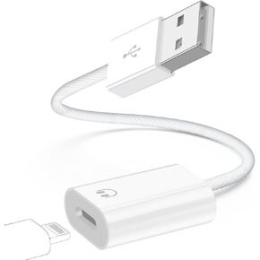 USB A to Lightning Female Audio Adapter, External Sound Card USB-A to Female Lightning Adapter HiFi Audio Headphones Converter Fit with USB A MacBook Computer PC Support Volume Mic Nylon Braided