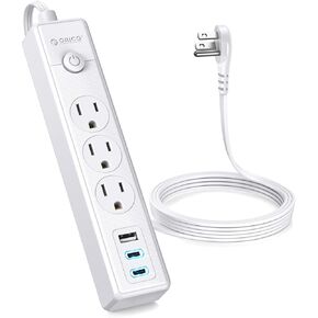 Power Strip with USB Ports,3 Outlets 3 USB Ports(2 USB C) 5FT Short Extension Cord,Flat Plug Power Strip for Cruise Accessories Must Haves No Surge Protector for Cruise Ship, Travel, Dorm, Home Office