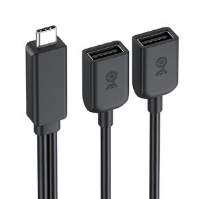 Cable Matters USB-C Male to Dual USB-A Female Splitter 1 in 2 Out - 1ft, USB-C to USB Splitter Hub with 480Mbps Data Transfer, BC 1.2 Charging Support