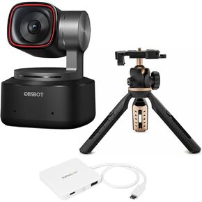 OBSBOT Tiny 2 AI-Powered 4K PTZ 4K Webcam with Dual Native ISO Technology and Dynamic Gesture Bundle with Koah Joey Mini Extendable Tripod and 3-Port USB-C Portable Expansion Hub (3 Items)