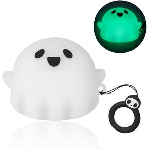 Compatible with Apple AirPods 4th Generation Case 2024, Luminous Cute 3D Ghost Case Designed for Airpods 4 Gen, Soft Silicone Anime Funny AirPods 4 Case Cover for Women Men Kids Teens Girls Boys