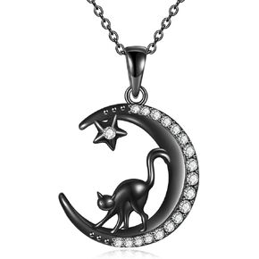 925 Sterling Silver Angel Number 222/444 Necklace Moon Ladies Jewelry Fine Gifts for Women