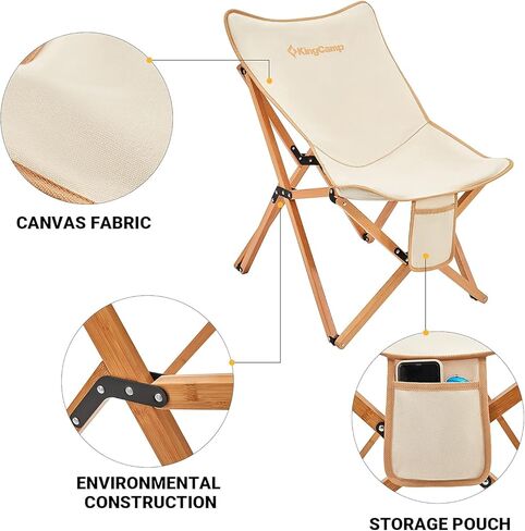 كرسي KingCamp مبطن كبير الحجم - كرسي فراشة مريح مقاس XL للاستخدام في الهواء الطلق مع حقيبة حمل، كرسي غرفة المعيشة للبالغين، كرسي قابل للطي في الحديقة يدعم 300 رطل، كرسي قراءة مقاس إضافي (بيج) in Kuwait