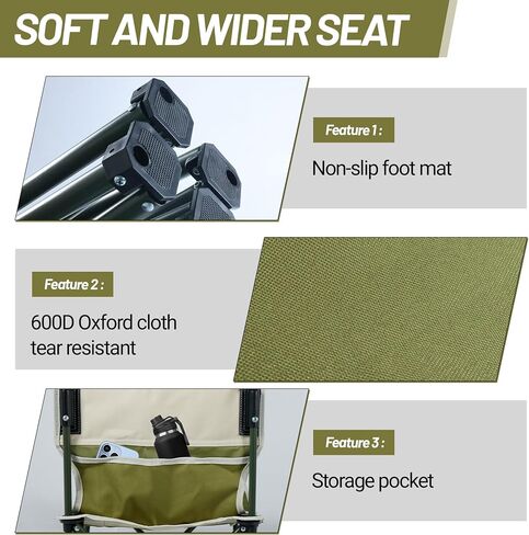 Portable Camping Chairs, Teenagers Lightweight Folding Camp Chair, Dark Moss Green Backpacking Collapsible Outdoor for Outside Beach Hiking Fishing Picnic Lawn Soccer (2 Pack Dark Moss) in Saudi Arabia