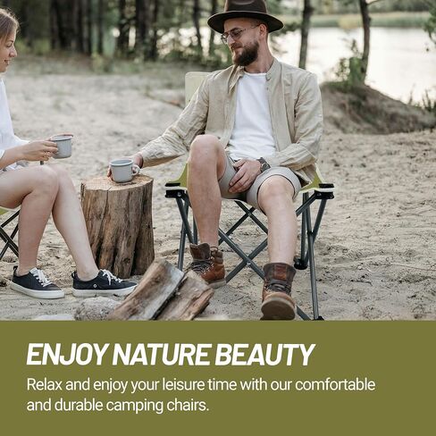 Portable Camping Chairs, Teenagers Lightweight Folding Camp Chair, Dark Moss Green Backpacking Collapsible Outdoor for Outside Beach Hiking Fishing Picnic Lawn Soccer (2 Pack Dark Moss) in Saudi Arabia