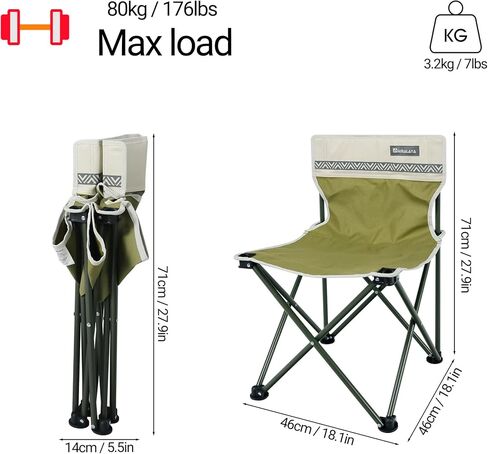 Portable Camping Chairs, Teenagers Lightweight Folding Camp Chair, Dark Moss Green Backpacking Collapsible Outdoor for Outside Beach Hiking Fishing Picnic Lawn Soccer (2 Pack Dark Moss) in Saudi Arabia