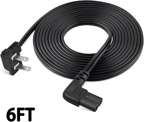 5FT TV Power Cord for Samsung TV, 90 Degree Angled 18AWG 2-Prong to L-Shaped C7 Power Cord for Samsung TV 24" 32" 40" 43" 48" 49" 50" 55" 60" 65" 75" Inch, LG/TCL TV Charger Cable Adapter Replacement in Saudi Arabia