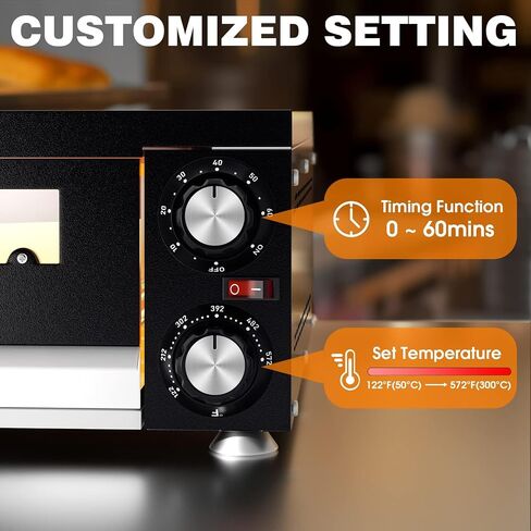 PYY Countertop Pizza Oven Electric Indoor Pizza Oven with Viewing Window Commercial Stainless Steel 2-Layers Pizza Cooker with Timer for Home Restaurant in Saudi Arabia