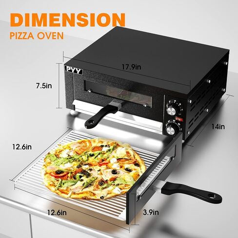 PYY Countertop Pizza Oven Electric Indoor Pizza Oven with Viewing Window Commercial Stainless Steel 2-Layers Pizza Cooker with Timer for Home Restaurant in Saudi Arabia