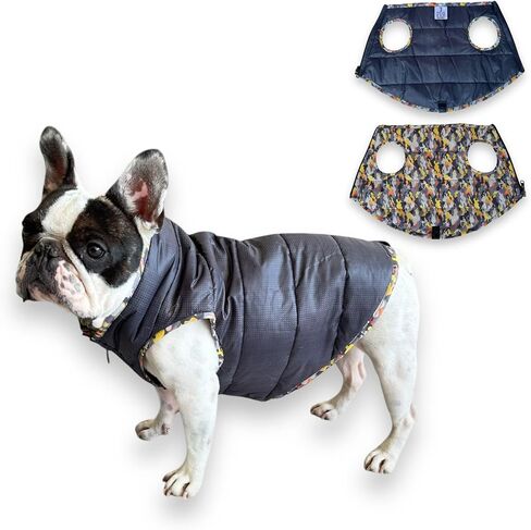 Pets, Waterproof Winter Dog Jacket, Reversible, Cold Weather Coats, Exclusive Full Color Desing Jacket, Snow Jacket, Vest for Small Medium Large Dogs (Gray/Green, Medium) in Saudi Arabia