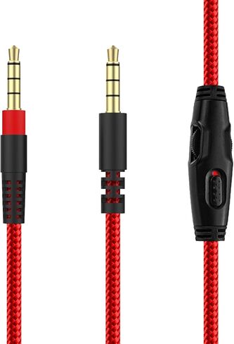 كابل صوت بديل متوافق مع سماعة ألعاب Kingston Hyperx Cloud Mix/Alpha، كتم صوت مدمج للتحكم في مستوى الصوت، سلك سلك صوت Aux قابل للفصل/الإزالة 3.5 مم (أحمر) in Kuwait