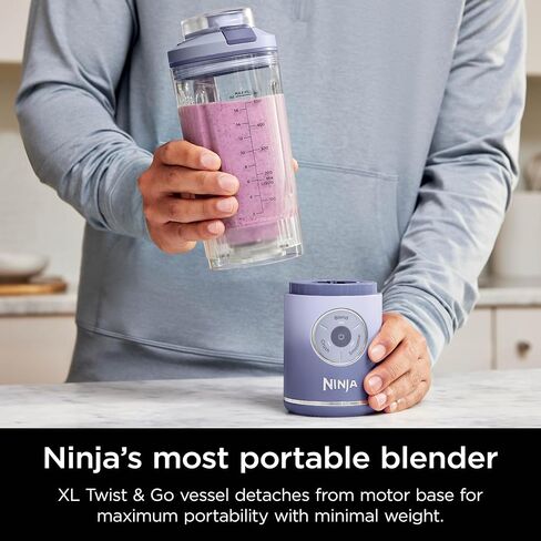 Ninja Blast Max, Portable Blender + Twist & Go, Personal Blender, Ninja Blender, Smoothie, Blend, Ice Crush, 3 Programs, Cordless, 22 oz removable Vessel, Dishwasher Safe, Leakproof, Cream, BC251IV in Saudi Arabia