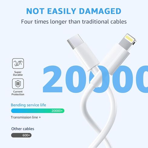 Car Apple Carplay Cable, Apple Charger, 2 Pack with 3FT & 6FT Car Charger Cord, USB C to Lightning Cable Compatible for iPhone 14 13 12 11 Pro Max XR XS X 8 7 6 Plus SE iPad Charger Car Charging Cable in Saudi Arabia