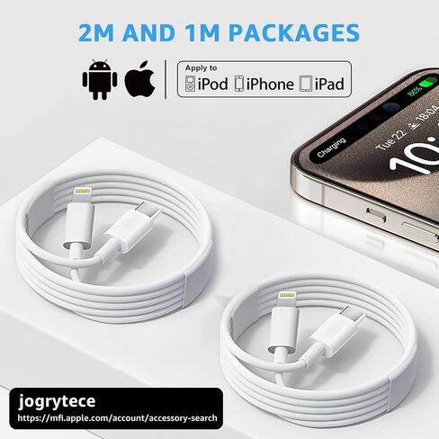 Car Apple Carplay Cable, Apple Charger, 2 Pack with 3FT & 6FT Car Charger Cord, USB C to Lightning Cable Compatible for iPhone 14 13 12 11 Pro Max XR XS X 8 7 6 Plus SE iPad Charger Car Charging Cable in Saudi Arabia