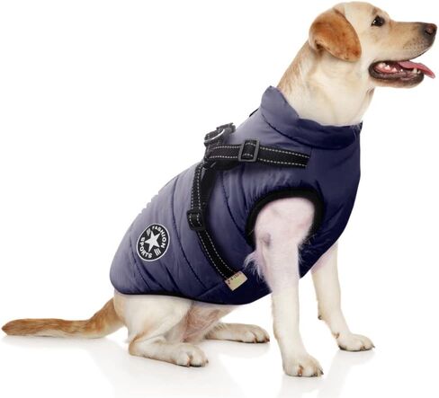 PawRoll Dog Jacket for Winter - Zipper Dog Puffer Coat with Harness - Waterproof Exterior & Warm Fleece Interior Ideal for Small, Medium & Large Breeds (X-Large, Blue) in Saudi Arabia