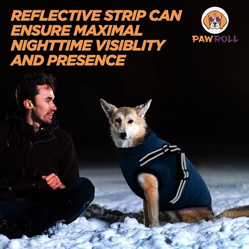 PawRoll Dog Jacket for Winter - Zipper Dog Puffer Coat with Harness - Waterproof Exterior & Warm Fleece Interior Ideal for Small, Medium & Large Breeds (X-Large, Blue) in Saudi Arabia