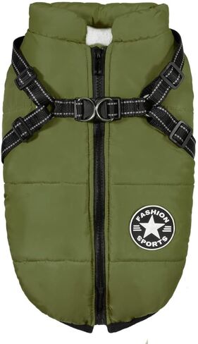 PawRoll Dog Jacket for Winter - Zipper Dog Puffer Coat with Harness - Waterproof Exterior & Warm Fleece Interior Ideal for Small, Medium & Large Breeds (X-Large, Blue) in Saudi Arabia