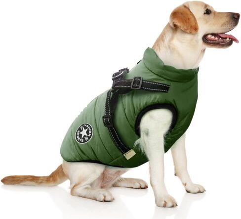 PawRoll Dog Jacket for Winter - Zipper Dog Puffer Coat with Harness - Waterproof Exterior & Warm Fleece Interior Ideal for Small, Medium & Large Breeds (X-Large, Blue) in Saudi Arabia