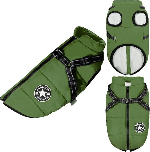 PawRoll Dog Jacket for Winter - Zipper Dog Puffer Coat with Harness - Waterproof Exterior & Warm Fleece Interior Ideal for Small, Medium & Large Breeds (X-Large, Blue) in Saudi Arabia