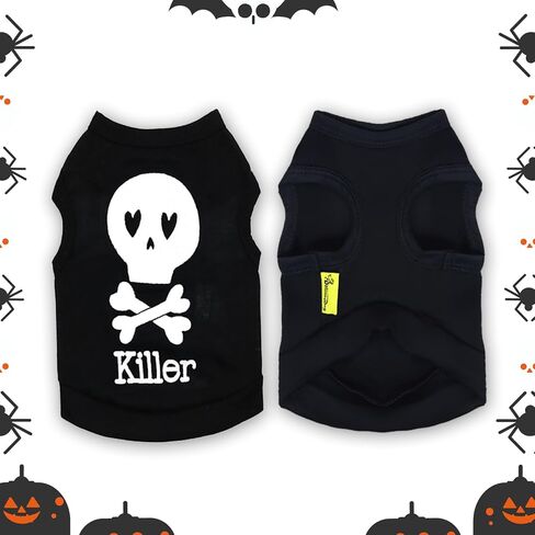 Dog Clothes Puppy Halloween Shirts for Dog Boy Girl Cat Coton Tank Top Puppy Outfits for Medium Large Dogs Black01 Large in Saudi Arabia