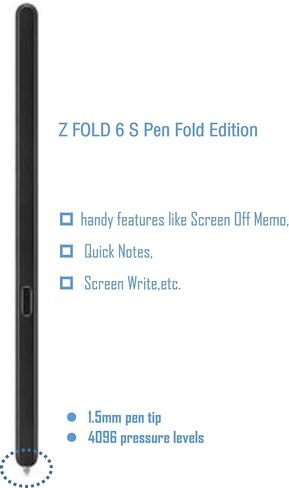 Galaxy Z Fold 6 Stylus Pen,Slim S Pen Fold Edition Stylus Pen Replacement for Galaxy Z Fold 6 (Black) in Kuwait