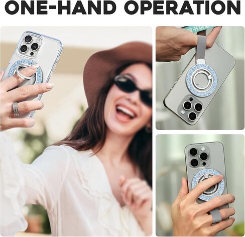 Upgraded Magnetic Phone Ring Holder for MagSafe, Magnetic Cell Phone Grip Stand Ring Kickstand with Two-Sided Magnetic & 360° Rotating Finger Stand Compatible iPhone 16/15/14/13/12, Samsung Galaxy in Saudi Arabia