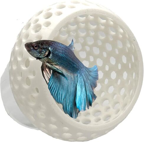 Betta Bulb Hide 2.0 | Betta Rest Fish Tank Ornament Large | Aquarium Cave with Suction Cup for Small Fish Tank, Betta Habitat, Shrimp Hideout, Aquatic Decor Large (Pure White) in Saudi Arabia