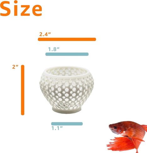 Betta Bulb Hide 2.0 | Betta Rest Fish Tank Ornament Large | Aquarium Cave with Suction Cup for Small Fish Tank, Betta Habitat, Shrimp Hideout, Aquatic Decor Large (Pure White) in Saudi Arabia