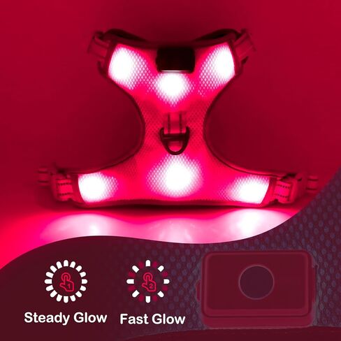 BSEEN Light Up Dog Harness - عدم سحب LED Dog Harness، يتوهج في الظلام الكلب المشي تسخير، قابلة للشحن الكلب سترة تسخير أضواء الكلب للمشي ليلا (الأخضر، متوسط) in Kuwait