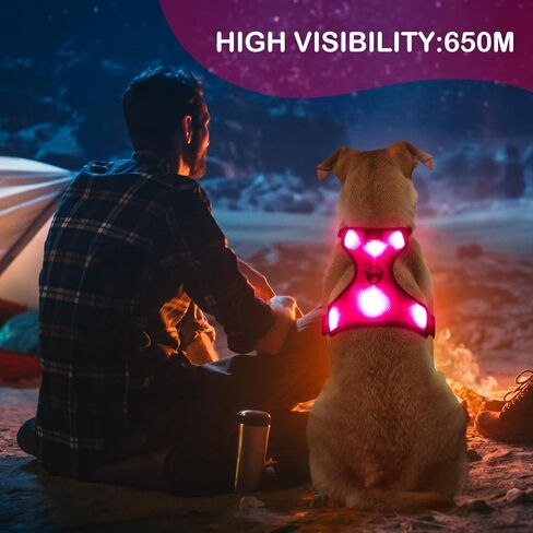 BSEEN Light Up Dog Harness - عدم سحب LED Dog Harness، يتوهج في الظلام الكلب المشي تسخير، قابلة للشحن الكلب سترة تسخير أضواء الكلب للمشي ليلا (الأخضر، متوسط) in Kuwait