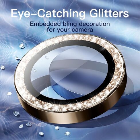 JETech Camera Lens Protector for iPhone 16 Pro 6.3-Inch and iPhone 16 Pro Max 6.9-Inch, Bling Glitter Individual 9H Tempered Glass Metal Ring Cover, HD Clear, 1 Set (Black) in Saudi Arabia