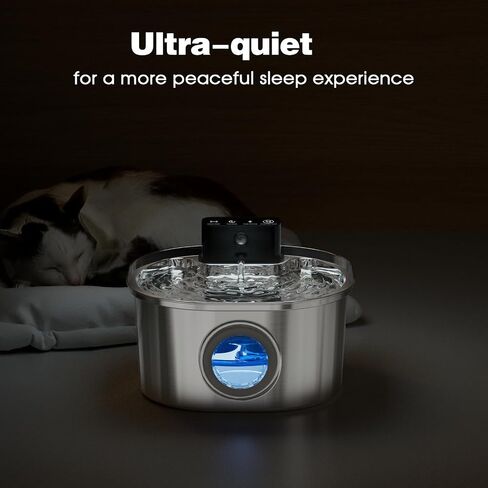 Voluas Stainless Steel Cat Water Fountain: 3.2L/108oz 3-Modes Pet Drinking Fountain Wireless Indoor Cordless Kitty Super-Silent Sensoring Fountain with High-Capacity Battery in Saudi Arabia