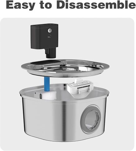 Voluas Stainless Steel Cat Water Fountain: 3.2L/108oz 3-Modes Pet Drinking Fountain Wireless Indoor Cordless Kitty Super-Silent Sensoring Fountain with High-Capacity Battery in Saudi Arabia