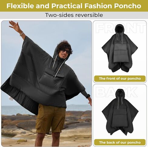 KingCamp Blanket Poncho Hooded Ultralight Water, Warm Camping Blanket Wearable Poncho Ultralight Compact, Camp Poncho Sleeping Bag, Green in Kuwait