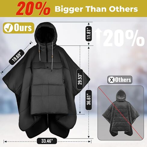 KingCamp Blanket Poncho Hooded Ultralight Water, Warm Camping Blanket Wearable Poncho Ultralight Compact, Camp Poncho Sleeping Bag, Green in Kuwait