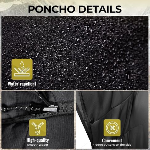 KingCamp Blanket Poncho Hooded Ultralight Water, Warm Camping Blanket Wearable Poncho Ultralight Compact, Camp Poncho Sleeping Bag, Green in Kuwait