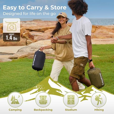 KingCamp Blanket Poncho Hooded Ultralight Water, Warm Camping Blanket Wearable Poncho Ultralight Compact, Camp Poncho Sleeping Bag, Green in Kuwait