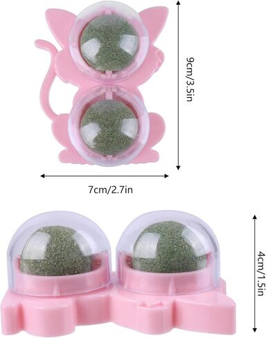 Catnip Toys for Indoor Cats - 6ml Refillable Catnip Balls & Wall Balls, Organic Catnip & Catnip Bubbles, Licking Balls & Chew Toys for Teeth Cleaning, Stress Relief & Play (Blue+Pink) in Saudi Arabia