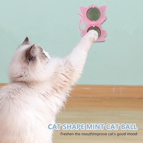 Catnip Toys for Indoor Cats - 6ml Refillable Catnip Balls & Wall Balls, Organic Catnip & Catnip Bubbles, Licking Balls & Chew Toys for Teeth Cleaning, Stress Relief & Play (Blue+Pink) in Saudi Arabia