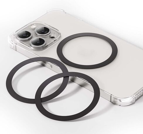 Universal Metal Ring Sticker, for MagSafe Ring Magnet Compatiable with MagSafe Wireless Charger/Car Holder for iPhone/Samsung/Android Phone Cases 3Pcs Metal Rings(Without Magnetic),Black in Saudi Arabia