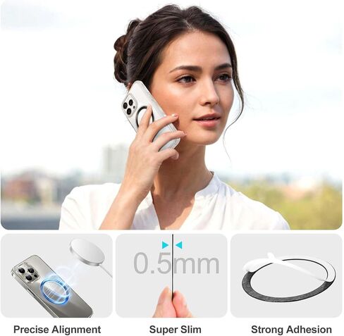 Universal Metal Ring Sticker, for MagSafe Ring Magnet Compatiable with MagSafe Wireless Charger/Car Holder for iPhone/Samsung/Android Phone Cases 3Pcs Metal Rings(Without Magnetic),Black in Saudi Arabia