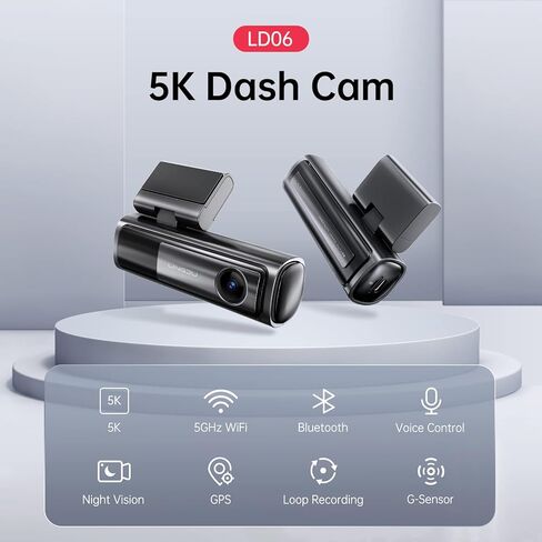 كاميرا داش LD06 5K، كاميرا داش كام أمامية وخلفية بدقة 4K+2K، تتضمن كاميرا داش للسيارات بطاقة 64 جيجابايت، نظام تحديد المواقع واي فاي مدمج بسرعة 5 جيجا هرتز، التحكم الصوتي، رؤية ليلية فائقة، WDR، وضع انتظار السيارات in Kuwait