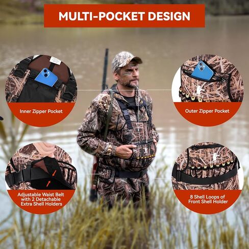 Duck Hunting Waders for Men & Women, Waterproof Bootfoot Chest Wader Insulated Neoprene Camo Waders with Boot Hanger for Fishing, Waterfowl Hunting Breathable Female Hunter Waders Weighters in Saudi Arabia