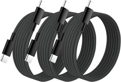 كابل شاحن USB C بقوة 100 وات، 3 حزم بطول 3 أقدام سلك شاحن USB C سريع منسوج رسميًا لشحن أجهزة Macbook وiPad Pro وiPhone 16 15Pro Max وGalaxy وVision Pro متوافق مع 100W /65W/45W/35W/27W/20W in Kuwait